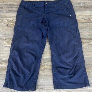 Women Cargo Crop Pants Blue Casual Hiking Outdoor Lightweight